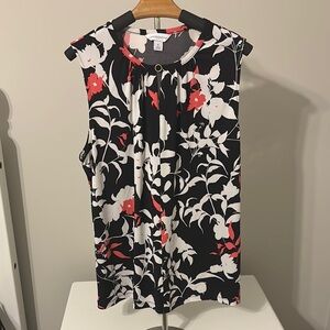 Black and Coral Floral Women's Top